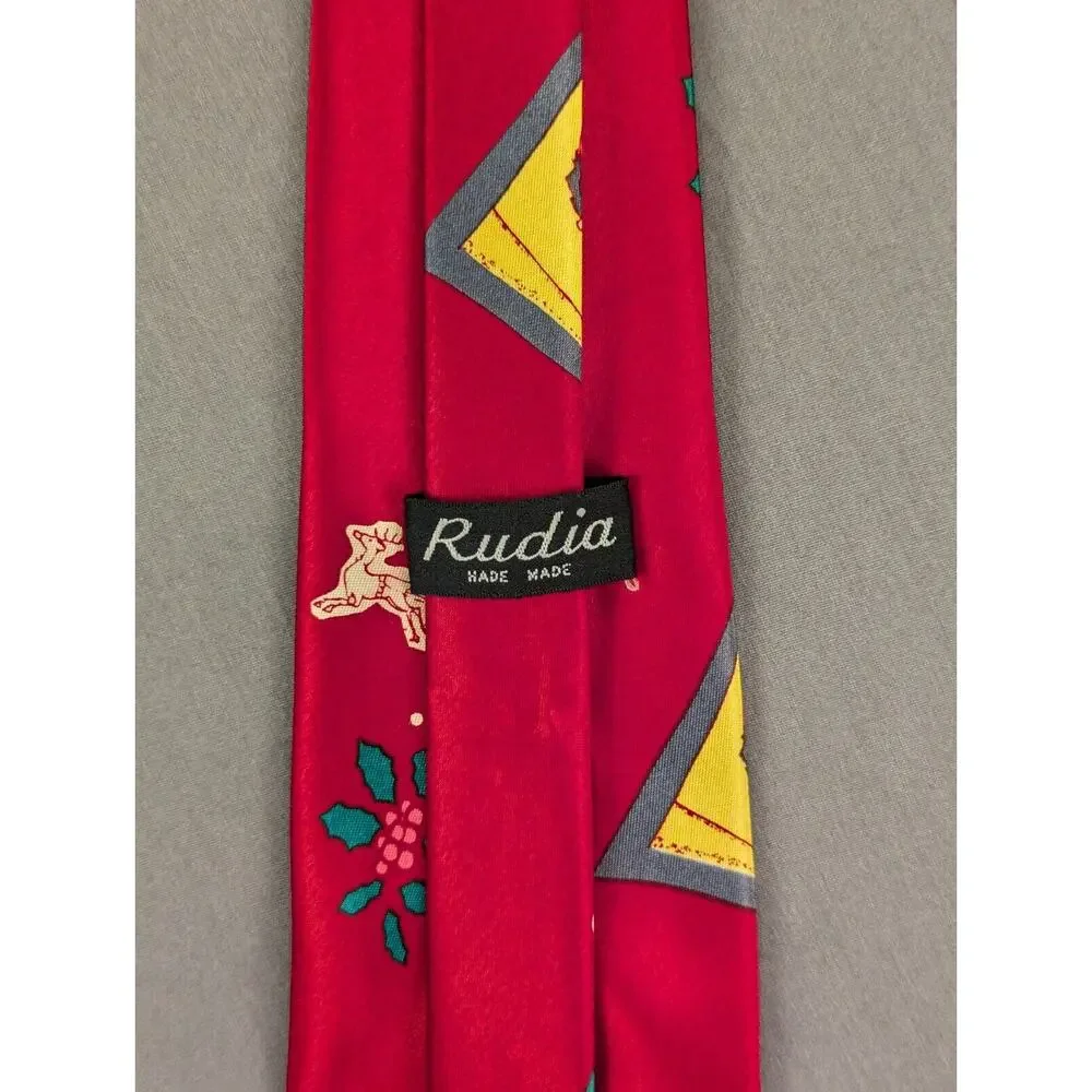 Vintage Neck-Tie Christmas Hand Made Santa Clause Red Classic Holiday Rudia